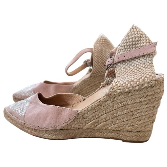 Carmen Saiz Chic Pink and White Espadrille Wedges Stud Detail, EU sz 39 - Picture 4 of 10